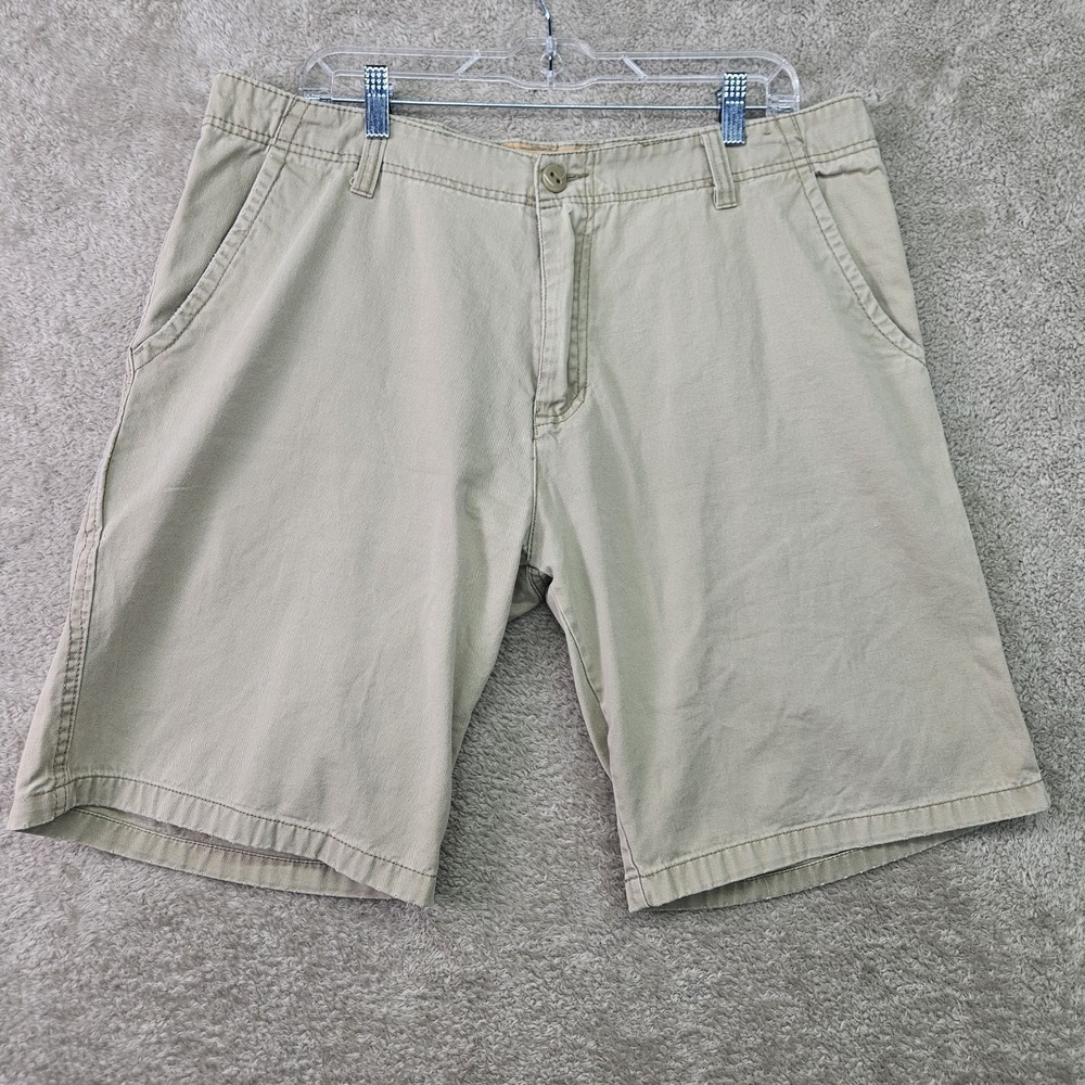 Iron Co Shorts Mens Size 36 Khaki Beige Chino Flat Front Casual 10"Inseam Summer